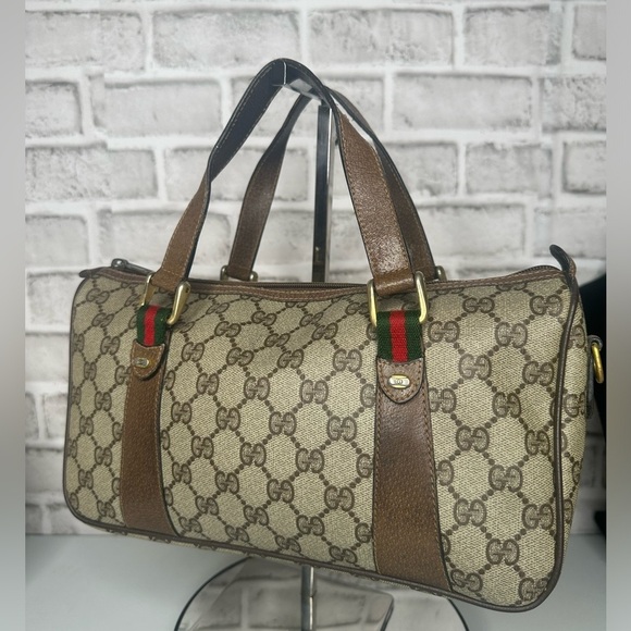 GUCCI Accessory Collection Vintage Satchel Bag GG coated canvas Top zip closure - Picture 3 of 10